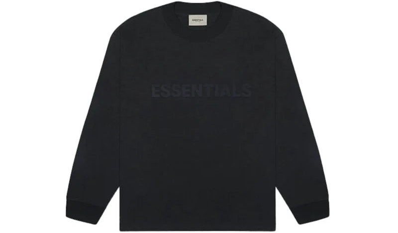 FEAR OF GOD FOG ESSENTIALS L/S T-Shirt 3D Silicon Logo - Black